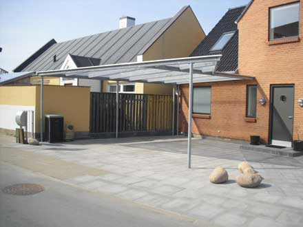 Carport galvaniseret, med flad tag